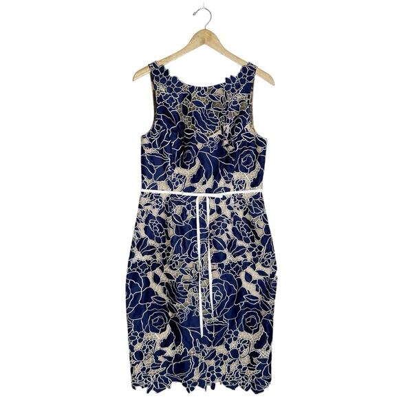 MARCHESA NOTTE Lace Overlay Sheath Cocktail Dress - Picture 2 of 7